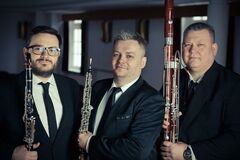 Die Musiker des Trio d’anches: Michal Mogila (Oboe), Jaroslaw Podsiadlik (Klarinette) und Rafal Dolega (Fagott)