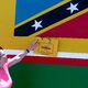 Cottbus Tüte und Landesfahne von St. Kitts & Nevis, Karibik