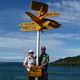 "Hier geht´s lang nach Cottbus", Stirling Point, Bluff, District Southland, Neuseeland, Südinsel
