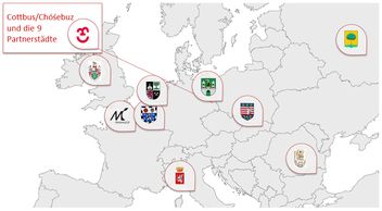 Cottbus/Chóśebuz utrzymuje łącznie dziewięć partnerstw w Europie 