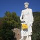 Griechenland, Chalkidiki, Statue des Aristoteles in  Stagira