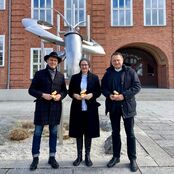 Podcastaufnahme mit Oberbürgermeister Holger Kelch, Anna Kossatz-Kosel, Dr. Uwe Weise (v. l.)